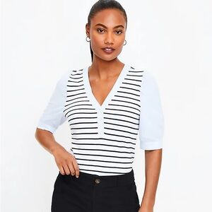 Loft Striped Puff Sleeve Top